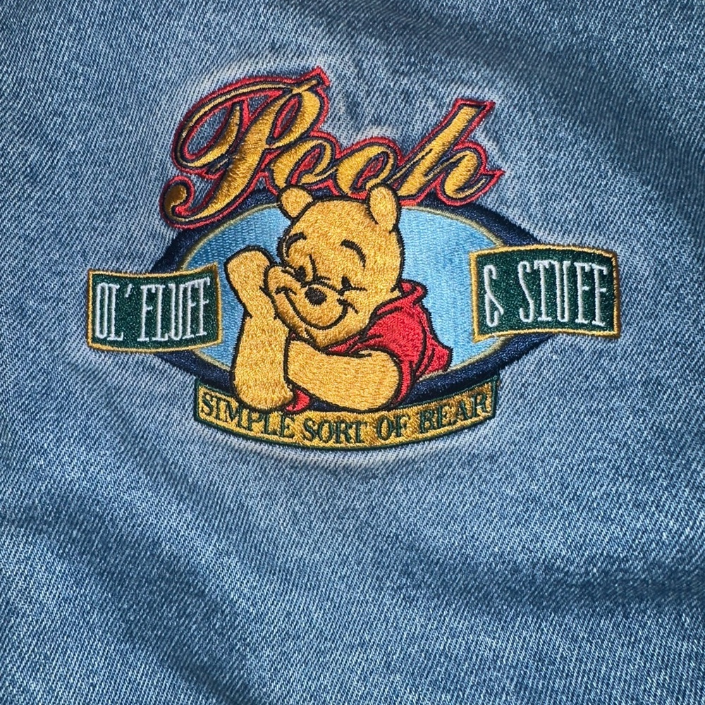 Vintage Disney Store Winnie the Pooh Unisex Denim Quilted Bomber Jacket - Picture 3 of 7